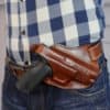 Cross draw leather holster
