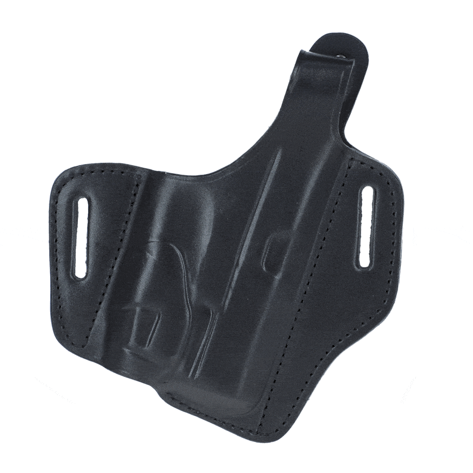OWB leather holster for gun with tactical light / laser