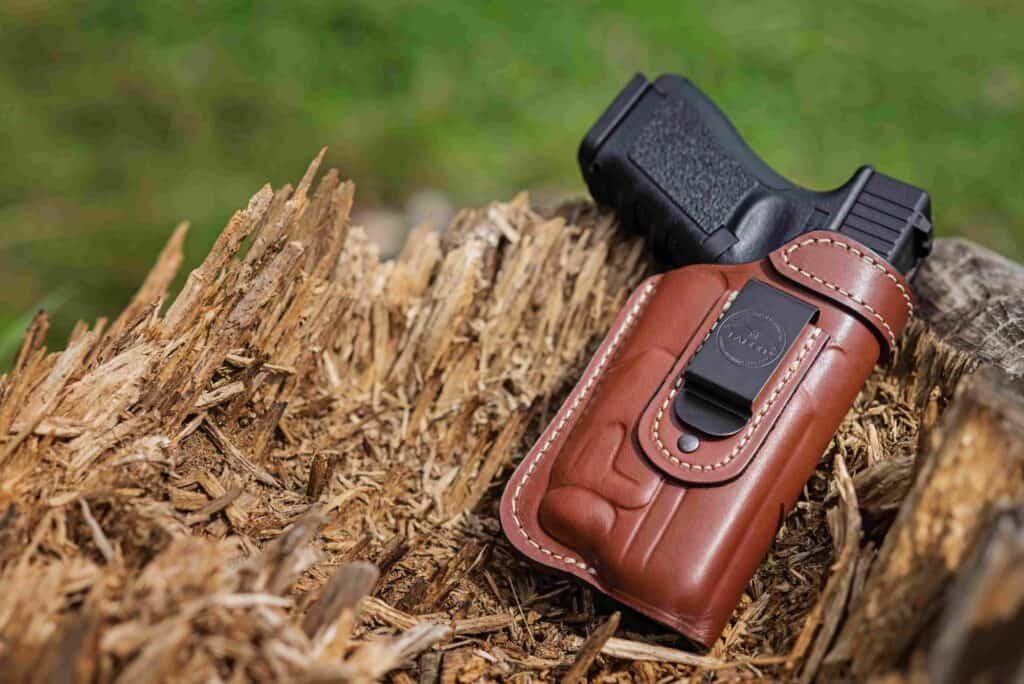 IWB leather holster for gun with light / laser