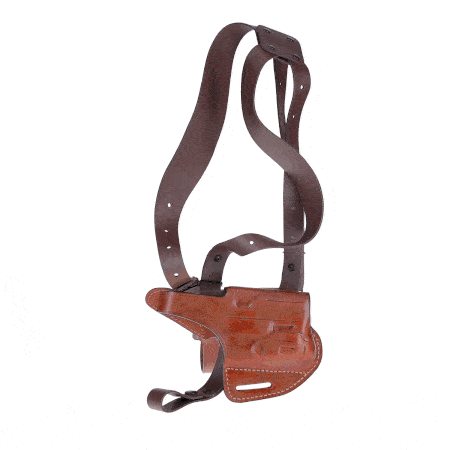 Leather Horizontal shoulder holster for gun with light and Red Dot D602LR