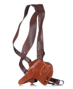 Leather horizontal shoulder holster for gun with light and Red Dot D602LR